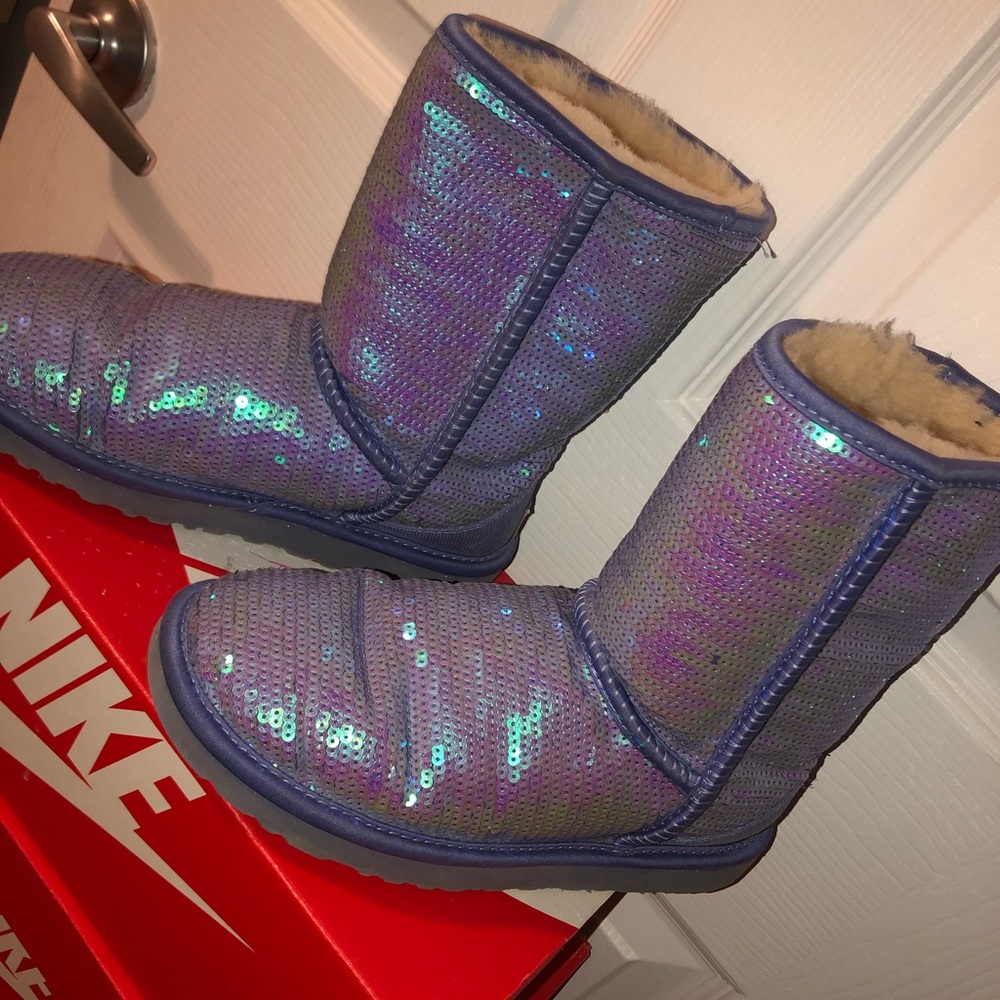 Purple Sequin Ugg Boots Women Size 6